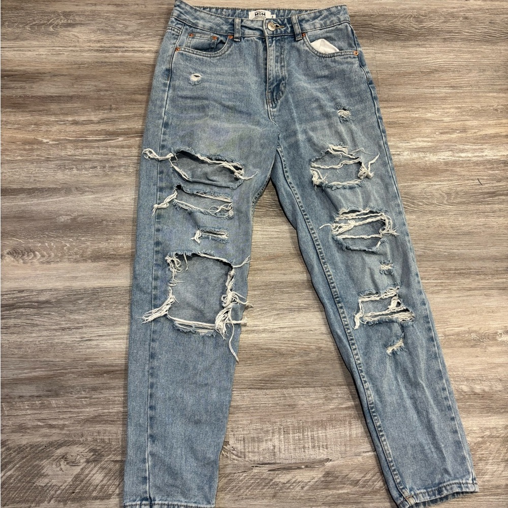 Distressed Blue Ripped Jeans